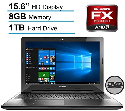 Lenovo 15.6’’ HD LED Signature Laptop PC, AMD Quad-Core FX-7500 2.10 GHz CPU, 8 GB RAM, 1 TB HDD, DVD  /- RW, Bluetooth, HDMI, Radeon R7 Graphics, Dolby Audio, Windows 10-Black