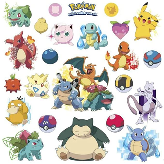 POKEMON ICONIC 24 Wall Decals Room Decorations Pikachu Pokeball Decor Stickers