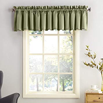 Sun Zero Barrow Energy Efficient Rod Pocket Curtain Valance, 54" x 18", Sage Green