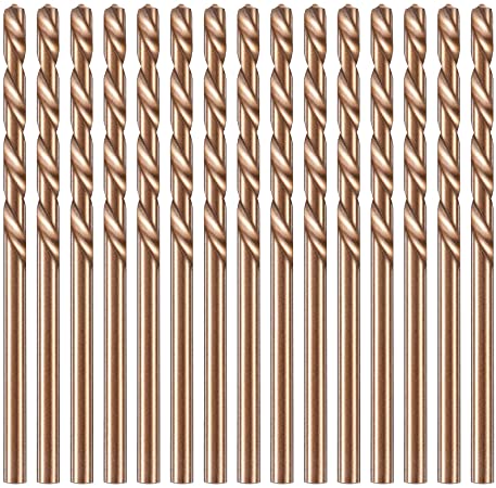 15 Pieces Cobalt Drill Bit Set M35 High Speed Steel Twist Drill Bit Set for Hardened Metal Stainless Steel Cast Iron Woodwork Plastic (1/8 Inch)