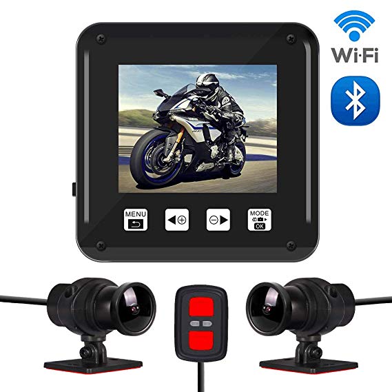 Vsysto A6F Motorcycle Dash Cam/Sport Camera Accident Proof Camera DVR Full Body Waterproof IMX323 Front and Rear View Lens Driving Recorder for Motorcycle/Bike with 2'' Screen(1080p 1080P)