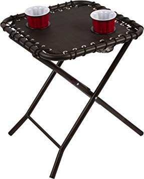 17.5" Folding Textaline Side Table with Mesh Drink Holders for Camping, Patio, Picnics by Trademark Innovations