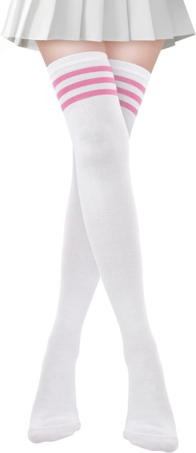 Satinior Over Knee Thigh Socks Knee-High Sock High Thigh Stockings Cotton Long Socks , 23.6 Inch