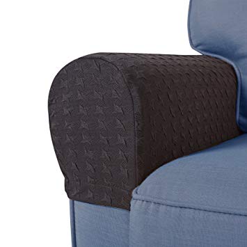 Guken Armrest Covers Anti-Slip Spandex Armchair Slipcovers Elastic Stretchable Furniture Protector Sofa Set of 2 (Black)