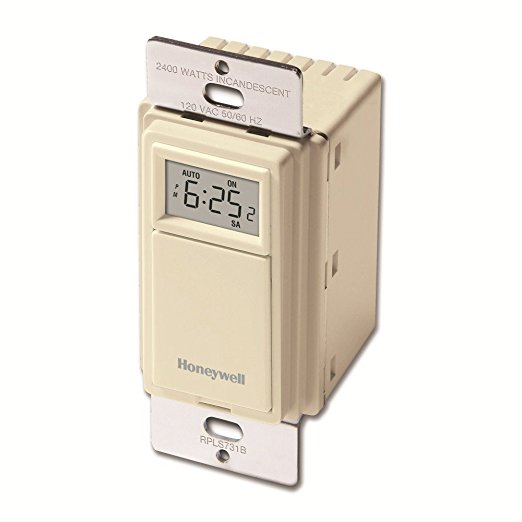 Honeywell RPLS731B1009/U EconoSWITCH 7-Day Programmable Timer for Lights, Light Almond