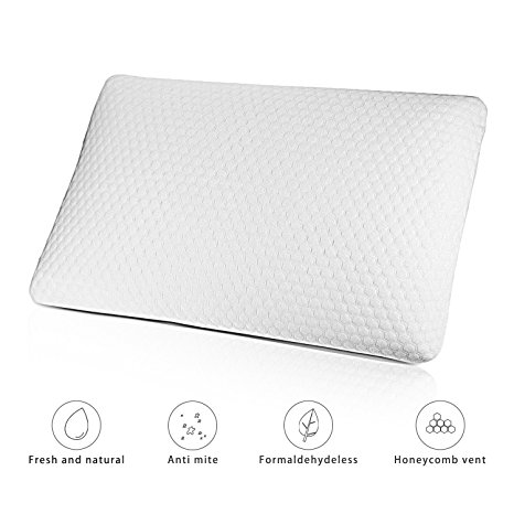 Latex Pillow Aidodo Memory Foam Pillow Firm Natural Latex Foam Pillows with Superior Breathable Fiber Case for Effective Support, Comfort and Pain Relief (White, Standard Size)