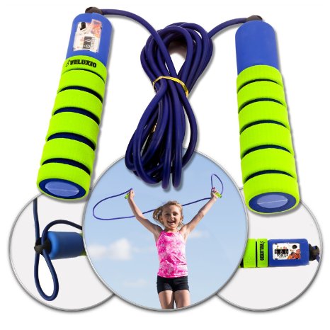 Veluxio Adjustable Jump Rope for Kids with Counter