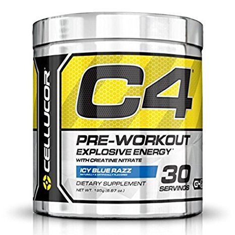 Cellucor C4 Pre Workout 195 g Blue Raspberry Fourth Generation Explosive Energy Powder by Cellucor