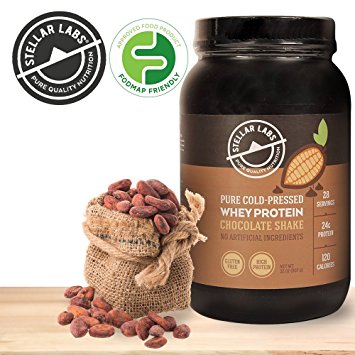 Low Carb Gluten Free Cold Pressed Chocolate Whey Isolate Protein Powder - Tastes Great with Water or Milk! All Natural with Stevia - Low FODMAPs - Protein for Weight Loss (Chocolate)