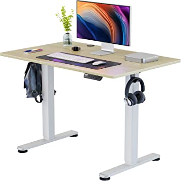 ErGear Height Adjustable Electric Standing Desk, 40 x 24 Inches Sit Stand up Desk, Small Memory Computer Home Office Desk (Natural)