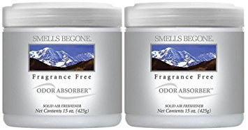 SMELLS BEGONE Air Freshener Odor Absorber Gel - 2 Pack (15 Ounce) (Fragrance Free 2 Pack)