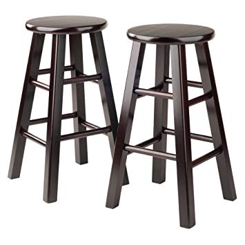 Winsome Wood Counter Stool with Square Legs, 24-Inch, Espresso, Set of 2