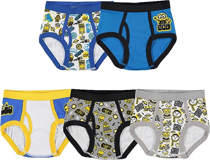 Despicable Me Boys' 5-Pack Minions 100% Combed Cotton Briefs, Sizes 4 and 6