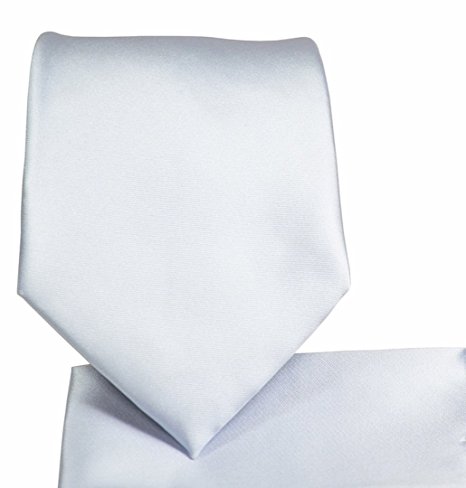 Men's Solid Neck Tie & Matching Pocket Square Handkerchief Set