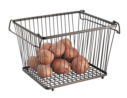 mDesign Open Wire Storage Basket for Kitchen, Pantry, Cabinet - Bronze