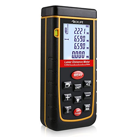 Tacklife LDM03 Advanced Laser Distance Meter 0.05 to 80m 262ft Laser Measure Tool with Backlight LCD Bubble Level m/in/ft Dust/Water-Proof IP54