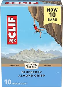 Clif Bar - Blueberry Almond Crisp - Made with Organic Oats - 11g Protein - Non-GMO - Plant Based - Energy Bars - 2.4 oz. (10 Pack)