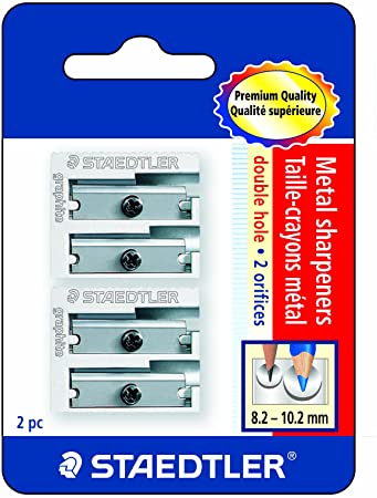 Staedtler Metal Sharpeners, Double Hole for Pencils and Colored Pencils 2 ea, 510 20BK2