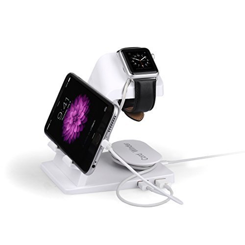 Apple Watch Stand, Mikobox M16 Dual Stand Charging Station Desk Dock for Apple Watch and iPhone, Fits iPhone Models: 6 / 6 PLUS and both 42mm & 38mm sizes of 2015 Watch Models (White)