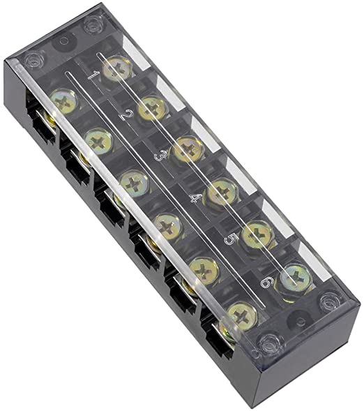 uxcell 6 Positions Dual Rows 600V 60A Wire Barrier Block Terminal Strip TBC-6006