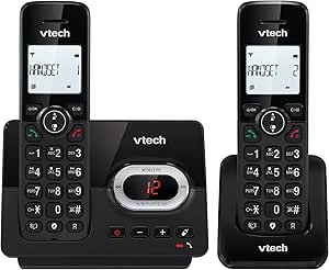 VTech CS2051 Téléphone sans Fil avec répondeur et 2 combinés, Mode ECO , téléphone Senior, téléphone Fixe, Blocage d'appel, Fonction Mains Libres, Grosses Touches, Affichage 1 Ligne, Noir