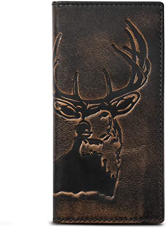 HOJ Co. DEER Long Wallet For Men | Full Grain Leather With Hand Burnished Finish | Bifold Wallet | Rodeo Wallet | Deer Wallet