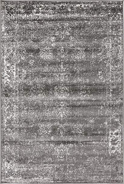 Dark Gray 4' x 6' FT Canterbury Rug Modern Traditional Vintage Inspired Overdyed Area Rugs