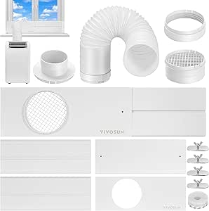 VIVOSUN Window Duct Kit, Portable AC Window Seal Kit with 5.9" Diameter 59" Length Hose, Fit with 4"/6" Ducting for Sliding Window, Adjustable AC Vent Kit for Duct Fans, Air Conditioner, Dryer