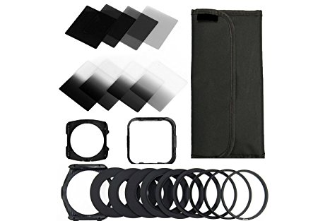 BiG DIGITAL Complete ND Neutral Density Filter Set, Compatible with Cokin P Series, Includes: Graduated ND2, ND4, ND8, and Full ND2, ND4, and ND8 Filters   square filter holder   square lens hood   nine sizes adapter rings  six pocket wallet style case for the filters, compatible with all of the following lens thread size: 49mm 52mm 55mm 58mm 62mm 67mm 72mm 77mm and 82mm.