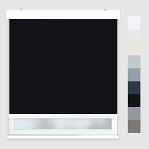 FOIRESOFT Cordless Custom Blackout Roller Shades [Black, W 20-90 x H 73-80 inch] Room Darkening Thermal Insulated Windows Blinds for Day and Night Privacy, 10 to 86 inch Height