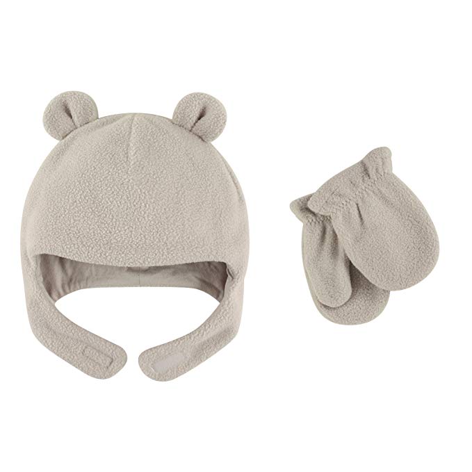 Luvable Friends Baby Fleece Bear Hat and Mitten Set