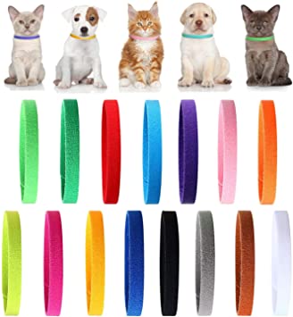 15pcs Puppy Whelping Collars Puppy ID Collars, Double-Sided Soft Adjustable Id Bands Newborn Puppy Collars Adjustable Identification Collar for Newborn Pet Cat Kitten, 15 Colors