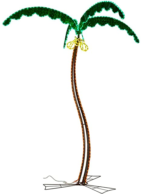 Green LongLife 7-Feet Decorative Palm Tree Light - with Coconuts Super Bright LED Rope Light for Indoor and Outdoor Use