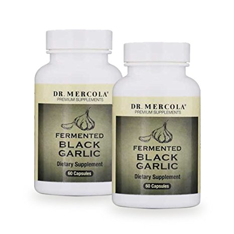 Dr. Mercola Fermented Black Garlic - 60 capsules - 2 Bottles - Powerful Antioxidant - Potent Raw Garlic Benefits in Easy Capsules - Enhance Vitality with High-Impact Allicin   S-allyl-cysteine