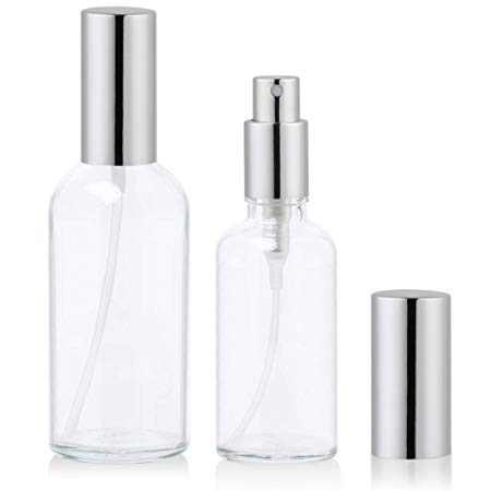 Glass Spray Bottle for Essential Oils, Perfume Atomizer, Fine Mist Spray,Refillable, Empty, Clear (2ozx1,4ozx1)