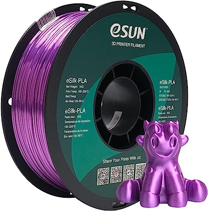 eSUN Silk PLA Filament 1.75mm, Silky Shiny 3D Printer Filament PLA, Dimensional Accuracy  /- 0.05mm, 1KG Spool (2.2 LBS) 3D Printing Filament for 3D Printers, Silk Purple