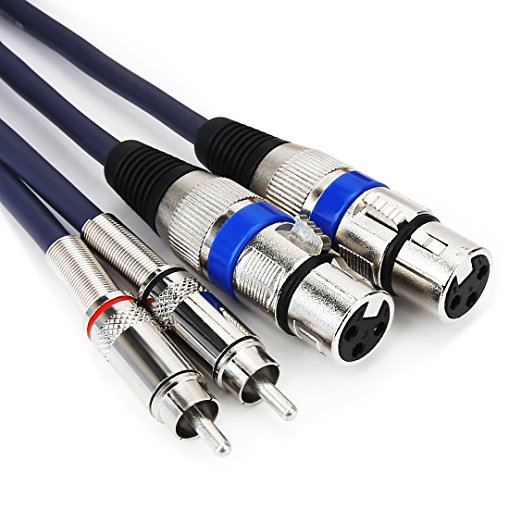 TISINO Dual XLR Female to RCA Male HIFI Stereo Audio Cable, 2 XLR to 2 RCA / Phono Plug Connection Cable Wire Cord - 5 Feet / 1.5m