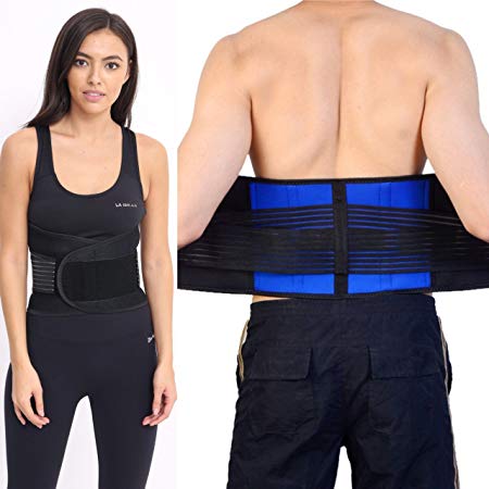 Body and Base TM, Adjustable Neoprene Double Pull Lumbar Support Lower Back Belt Brace Pain Relief (Small (22-27 inches))