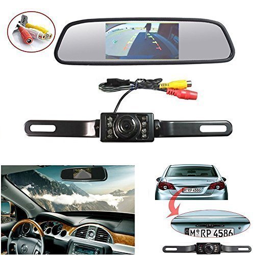 Backup Camera and Monitor Kit for VehicleCar LeeKooLuu CMOS ReverseRear reiew camera and Monitor for Car With 7 LED Night Vision