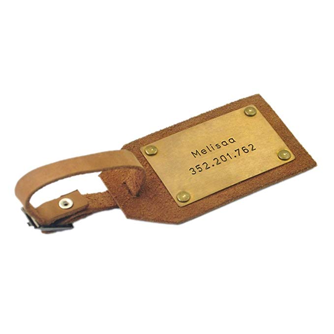 Custom Leather Luggage Tag, Personalized Leather Luggage Tag Mens Gift Husband Gift