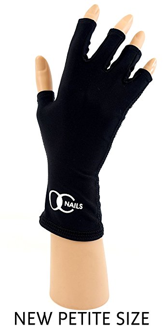 OC Nails UV Shield Glove (BLACK NIGHT ~ PETITE) Anti UV Glove for Gel Manicures with UV/LED Lamps