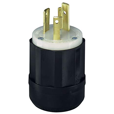 Leviton 2621 30 Amp, 250 Volt, NEMA L6-30P, 2P, 3W, Locking Plug, Industrial Grade, Grounding - Black-White