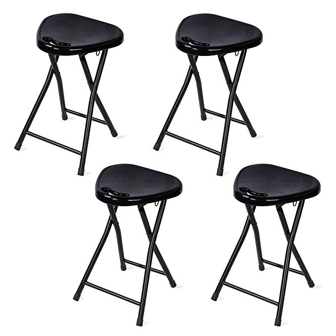 Atlantic Folding Stool with Handle, Black (4-Pack)