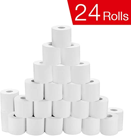 24 Rolls Toilet Paper Soft Strong Bath Tissue Home Kitchen 4 Layers Toilet Tissue for Daily Use, 4-ply Paper Towel, Individually Wrapped Standard Rolls （White） (24 Count)