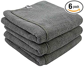 Chemical Guys MIC36006 Workhorse XL Gray Professional Grade Microfiber Towel, Metal (24 in. x 16 in.) (Pack of 6)