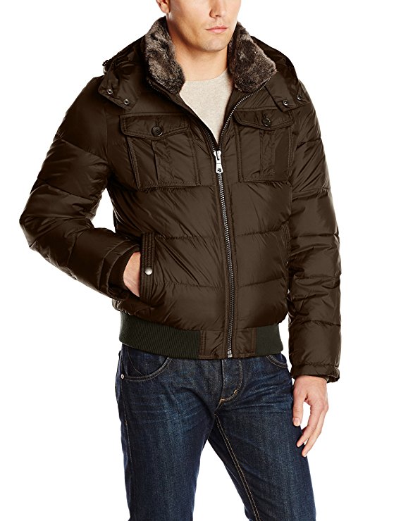 Tommy Hilfiger Men's Nylon Hooded Puffer Bomber Jacket