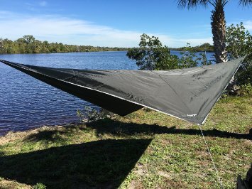 Night Guardian Hammock Rain Fly - 70D Oxford Polyester - RipStop Quality - Strong Ropes and Pegs With Carrying Pouch - by Krazy Outdoors TM - (Dark Green)