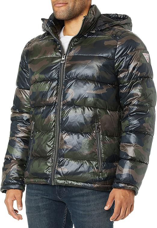 GUESS Men's Midweight Puffer Jacket Down Alternative Coat