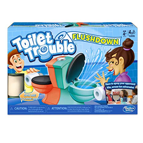 Hasbro Gaming Toilet Trouble Flushdown Kids Game Water Spray Ages 4