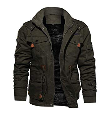 TACVASEN Men's Casual Winter Cotton Military Jacket Thicken Hooded Cargo Coat